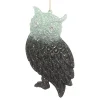 ORN MINT/DK FOREST GRN OWL 5″ W/ JEWEL EYES & GLTR.