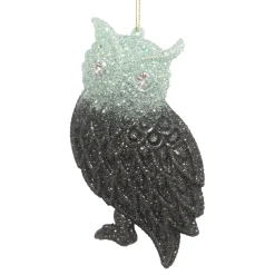 ORN MINT/DK FOREST GRN OWL 5″ W/ JEWEL EYES & GLTR.