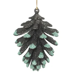 ORN MINT/DK FOREST GRN PINECONE 4″ 3-D W/ GLTR.