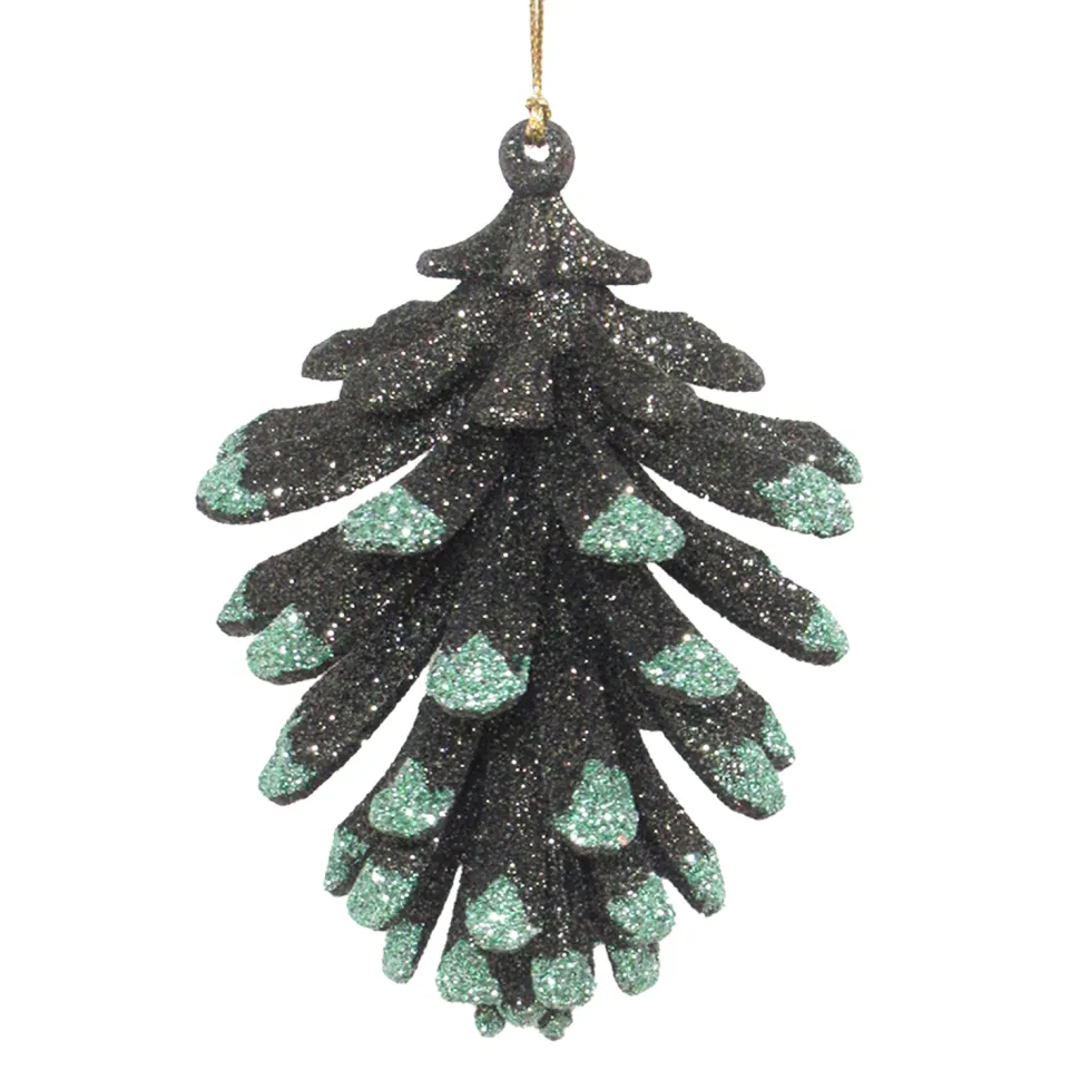 ORN MINT/DK FOREST GRN PINECONE 4″ 3-D W/ GLTR.