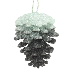 ORN MINT/DK FOREST GRN PINE CONE 2.75″ 3-D W/ GLTR.