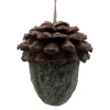 ORN NAT. ACORN FELT W/ CONE CAP GREEN 3.5″ FROSTED LOOKED