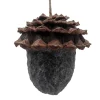 ORN NAT. ACORN FELT W/ CONE CAP GREY 3.5″ FROSTED LOOKED