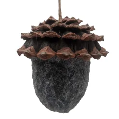 ORN NAT. ACORN FELT W/ CONE CAP GREY 3.5″ FROSTED LOOKED