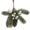 ORN NAT. PINE & CONES FROSTED NATURAL 2.5″ W/ BERRIES & WHITE BELLS