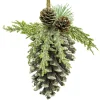 ORN NAT. PINECONE 6″ FROSTED W/GREENS