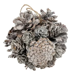 ORN NAT. PINECONE BALL 4.5″ FROSTED