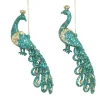 ORN PEACOCK CLR PEACOCK 6″ & 6.5″ W/ GOLG GLTR. 2/S