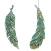 ORN PEACOCK FEATHER 6.25″ W/ GOLD GLTR. 2/S