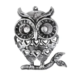 ORN PEWTER OWL 3″ ANTIQUE FINISH
