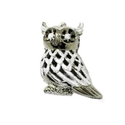 ORN PEWTER OWL 3″ W/SILVER GLTR