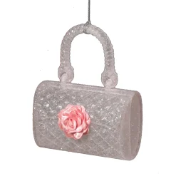 ORN PINK BAG 4.5″ W/ GLITTER & CAMELLIA