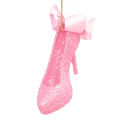 ORN PINK- DK HIGH HEEL SHOE 3.5″ W/ BOW & GLTR.