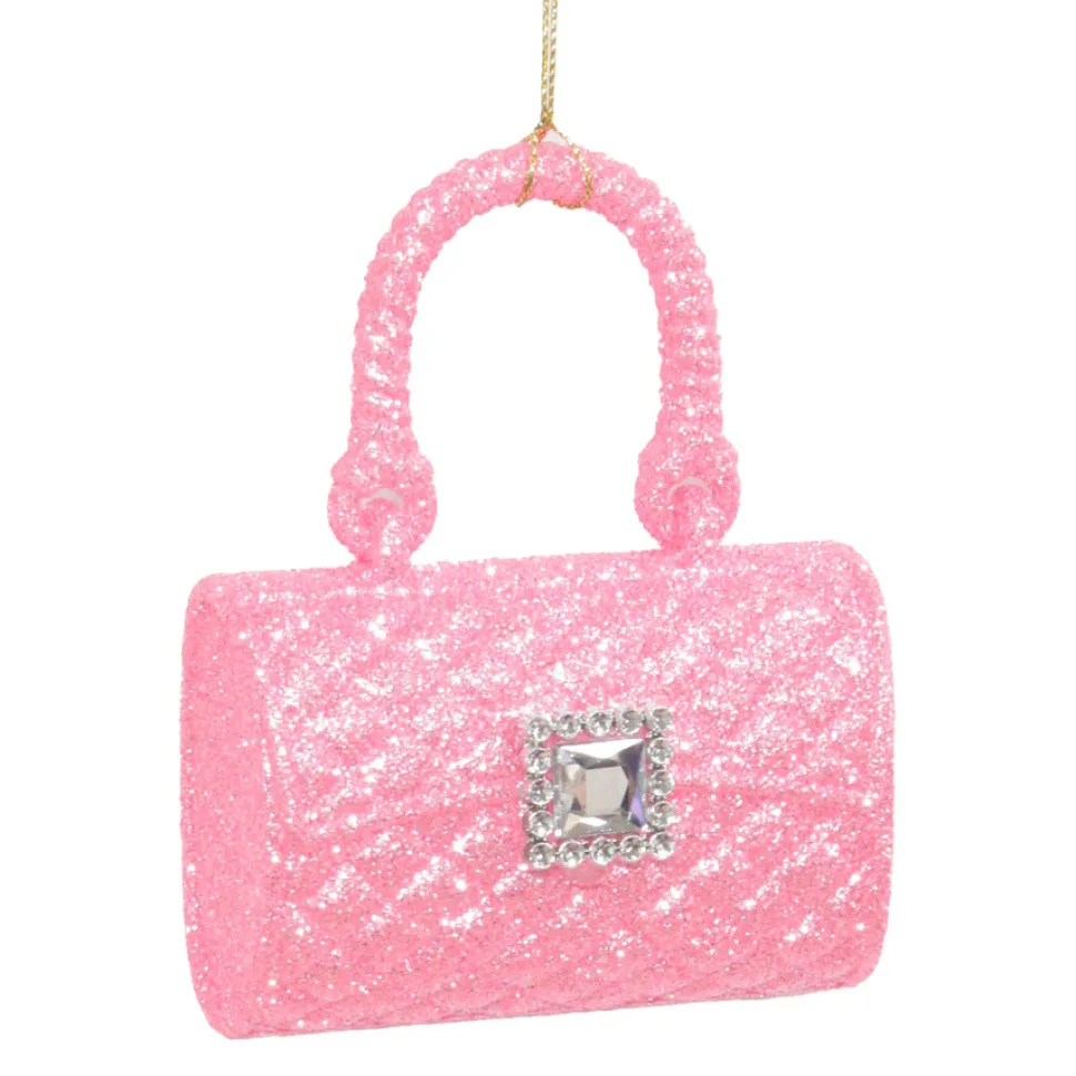 ORN PINK- DK PURSE 4.25″ W/ JEWEL & GLTR.