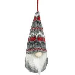 ORN PLUSH GNOME 6″ W/ RED/ GRAY HAT