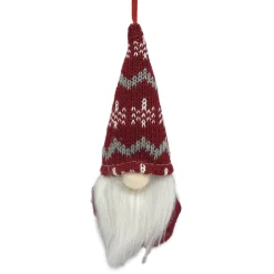 ORN PLUSH GNOME 6″ W/ RED/ WHITE HAT