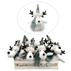 ORN PLUSH MOOSE PLUSH 4.5″ RED/GREEN/GRAY 2 ASSTD.