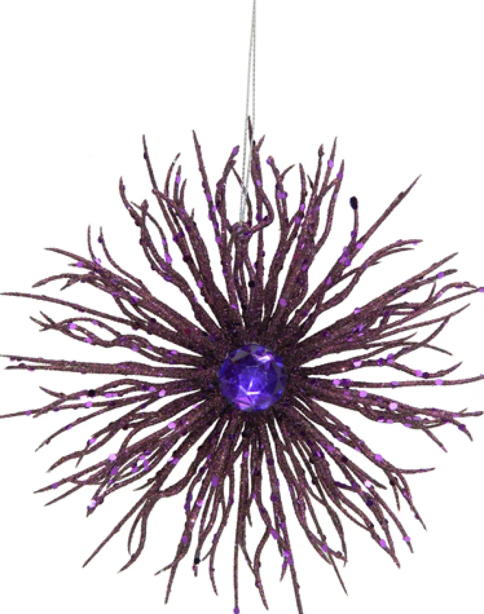 ORN PURPLE FIREWORK 7.5″ W/GLTR & JEWEL
