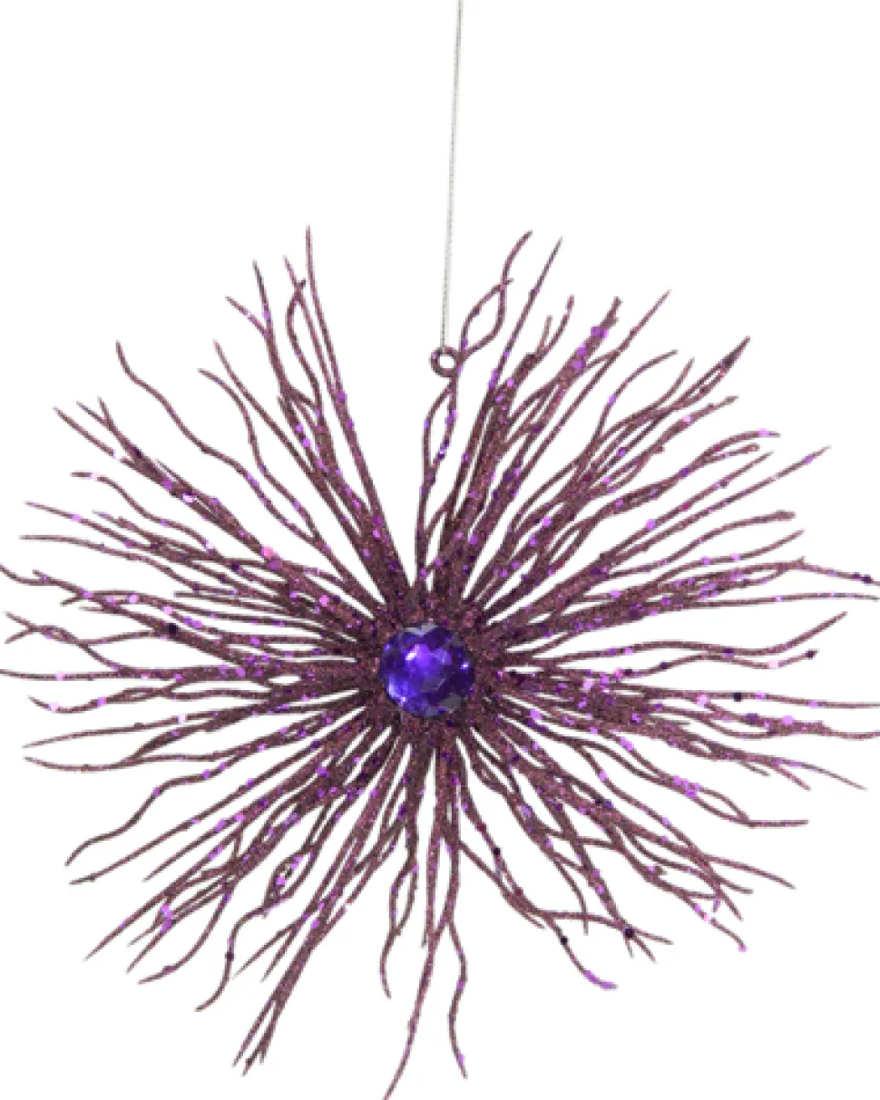 ORN PURPLE FIREWORK 9.5″ W/GLTR & JEWEL