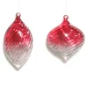 ORN RED / SILVER CLEAR FINIAL & ONION W/ INSIDE SILVER GLITTER 2/S ASSTD. 5″ & 4″
