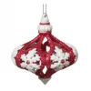 ORN RED / WHITE ONION BALL W/SNOWFLAKE 4″ W/ GLITTER