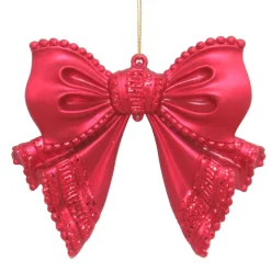 ORN RED BOW 4″ W/ GLTR.