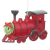 ORN RED TRAIN 3″ ANTIQUE FIN. W/ WREATH