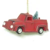 ORN RED TRUCK 4.5″ W/ SNOWED TREE
