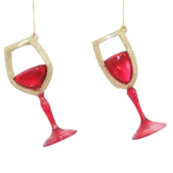 ORN RED/GOLD WINE GLASS 4.5″ CLEAR W/ GLTR.