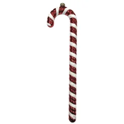 ORN RED/WHITE CANDY CANE 15″ W/ WHITE GLITTER