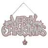 ORN RED/WHITE “MERRY CHRISTMAS” 4″X6″ W/ ICE GLITTER & CANDY