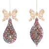 ORN ROSE GOLD/ MULI DROP 6″&7″ W/ GILT GOLD BOW 2 ASST.