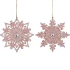 ORN ROSE GOLD SNOWFLAKE 5.5″ W/LT. COPPER GLITTER & JEWEL 2/S