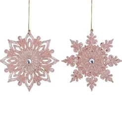 ORN ROSE GOLD SNOWFLAKE 5.5″ W/LT. COPPER GLITTER & JEWEL 2/S