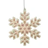 ORN ROSE GOLD SNOWFLAKE 4.5″ W/ CHAMPAGNE GLITTER