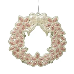 ORN ROSEGOLD WREATH 5″ W/ CHAMPAGNE GLITTER