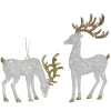 ORN SILVER /CHAMP. REINDEER 5.5″ W/ GLITTER 2/S