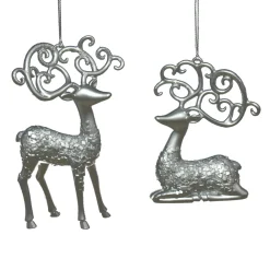 ORN SILVER DEER 4.5″ &5.5 MATT FIN. W/ GLTR. 2 ASSTD.