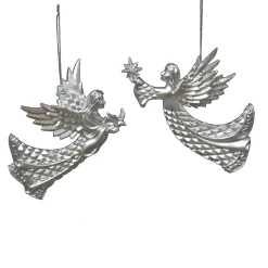 ORN SILVER FLYING ANGEL 5.5″ MATT W/ GLITTER 2 ASSTD.