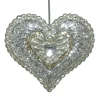ORN SILVER HEART 4″ W/ PART GOLD GLITTER & JEWEL
