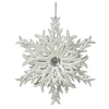 ORN SILVER LAYERED SNOWFLAKE 5″ W/ BRIGHT GLITTER & JEWEL