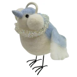 ORN STANDING BIRD W/ EARMUFFS 5.5″ WHITE