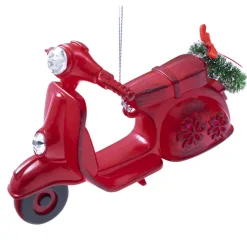 ORN VINTAGE RED SCOOTER 4.75″ ANTIQUE RED W/ WREATH