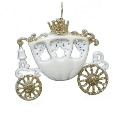 ORN WHITE / GOLD ROYAL CARRIAGE 4″ W/ GOLD GLITTER