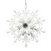 ORN WHITE SNOWFLAKE 5″ W/ JEWEL & GLTR.