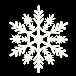 ORN WHITE SNOWFLAKE 6″ W/ WHT GLTR