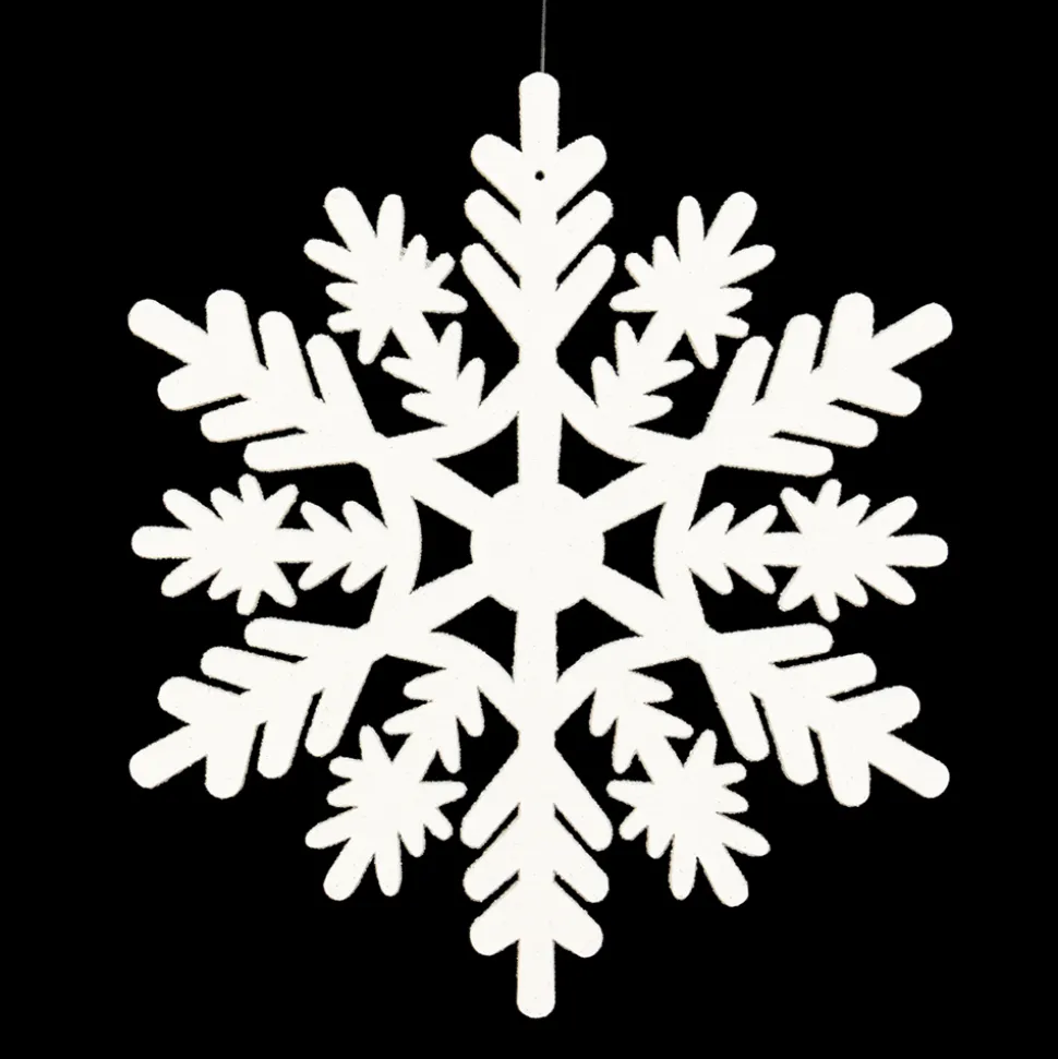 ORN WHITE SNOWFLAKE 6″ W/ WHT GLTR