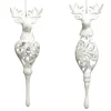 ORN WHITE STAG HEAD DROP 7.5″ & 7.75″ W/ FROST GLTR. 2/S