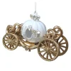 ORN WHITE/GOLD CARRIAGE 3-D 5″ W/ GOLD GLITTER