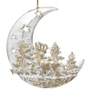 ORN WHITE/GOLD MOON 4.5″ W/ TREE & DEER W/ CHAMP. GLTR.